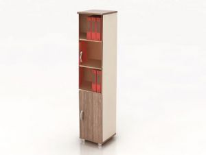Шкаф узкий со стеклом К13  ― Офисная мебель по низким ценам